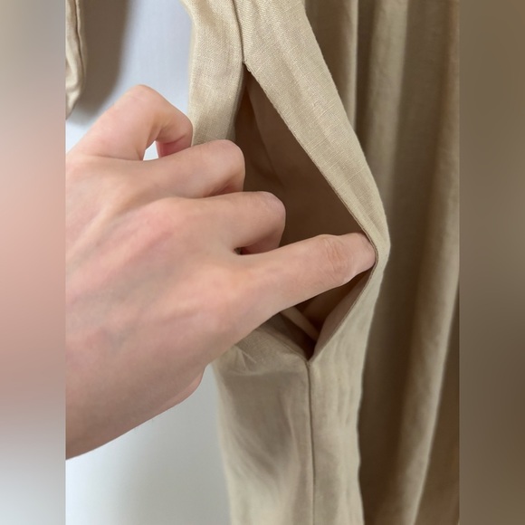 NWOT Universal Thread Tan Linen Blend Cottagecore Fit and Flare Midi Dress - Picture 8 of 10